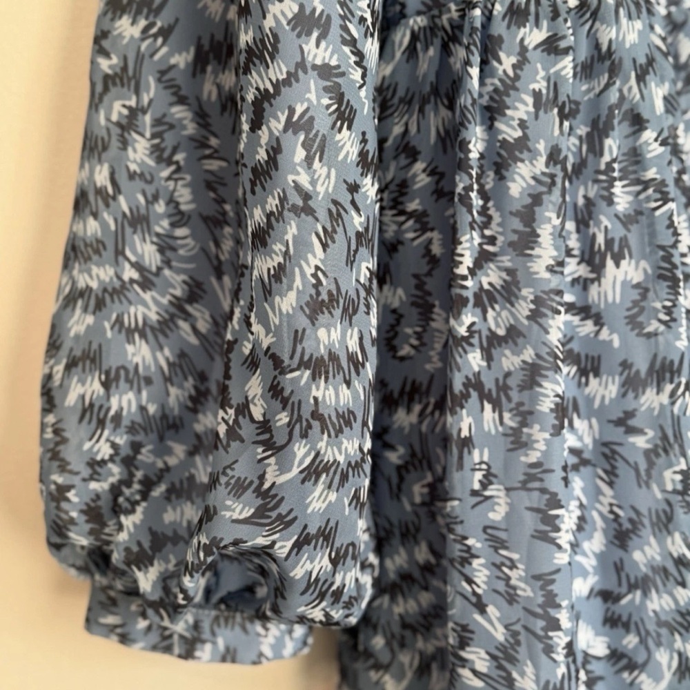 REFKA Blue Abstract Balloon Long Sleeve Maxi Dress Size 10 Modest Chic Prairie - Picture 4 of 9